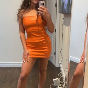 Orange Strapless Dress